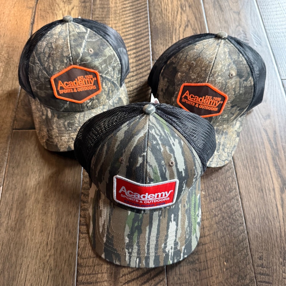 Academy Sports & Outdoors Camo Trucker Hat Snapback Mesh Back Lot of 3 NEW